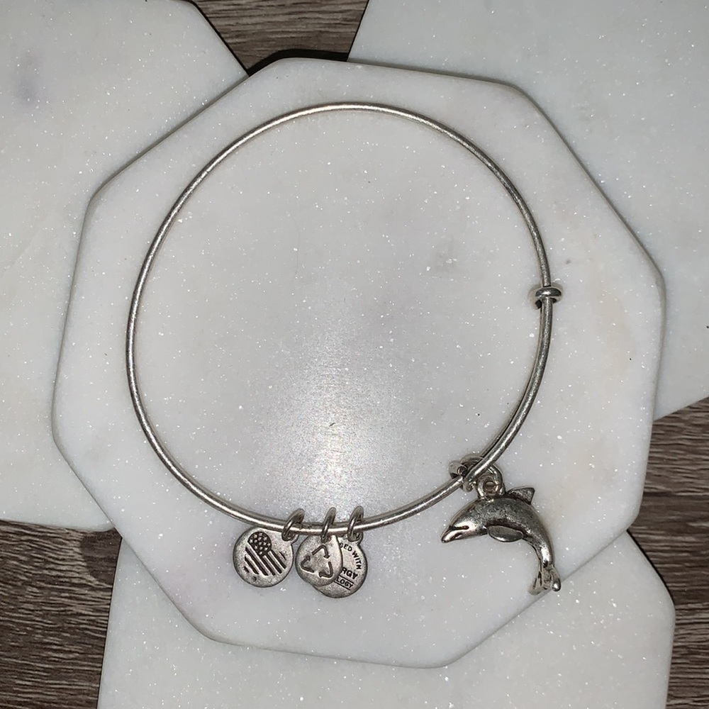 BOGO ALEX and ANI - Silver Dolphin Charm Bracelet Bangle